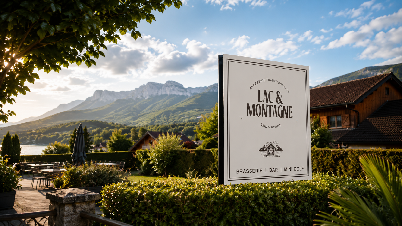 Enseigne face au lac