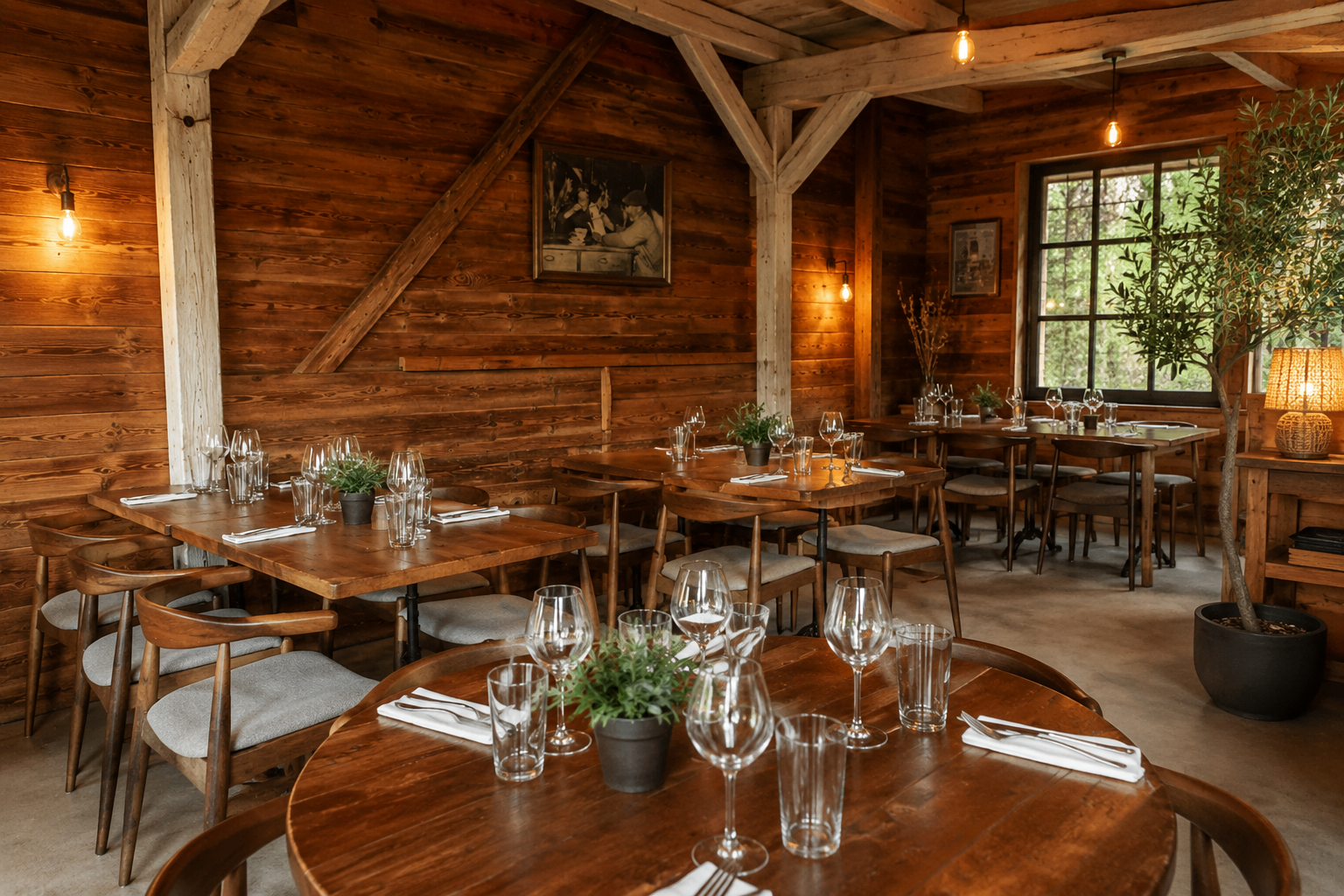 Salle de restaurant style chalet du Lac & Montagne